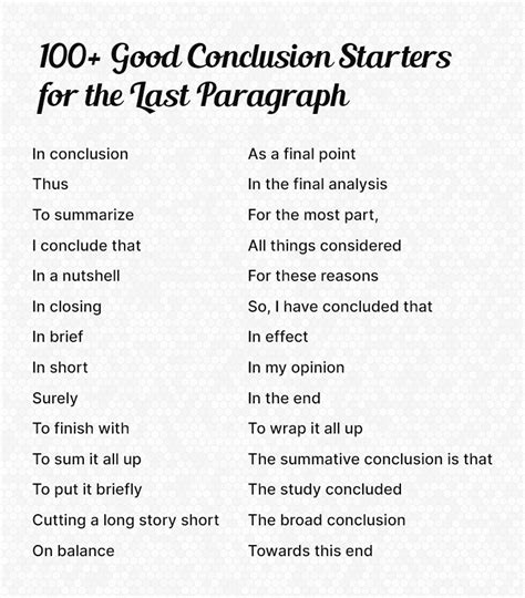 5 Closing Sentence Starters