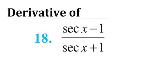 Derivative Of Secx 1 Secx 1 Class 11 Chapter 12 Miscellaneous Derivative Of Secx 1 Secx 1 Class 11 Chapter 12 Miscellaneous