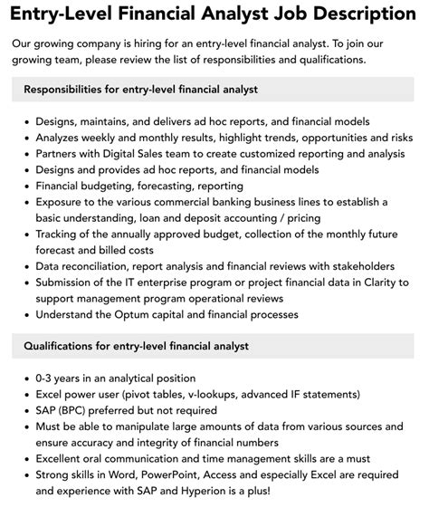Entry Level Financial Analyst Job Description The Best Guide In 2025 Entry Level Financial Analyst Job Description The Best Guide In 2025