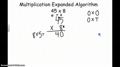 Expanded Algorithm Multiplication Worksheet