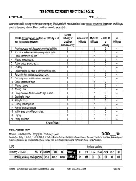 Lower Extremity Functional Scale PDF Guide