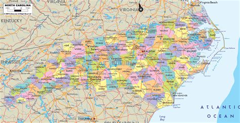 North Carolina Counties Road Map Usa North Carolina Counties Road Map Usa