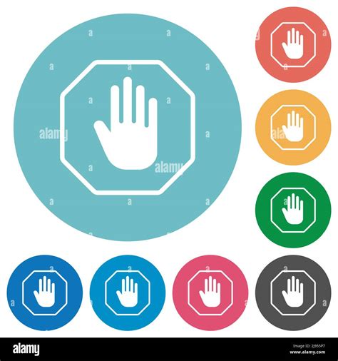 Octagon Shaped Stop Sign Outline Flat White Icons On Round Color Octagon Shaped Stop Sign Outline Flat White Icons On Round Color