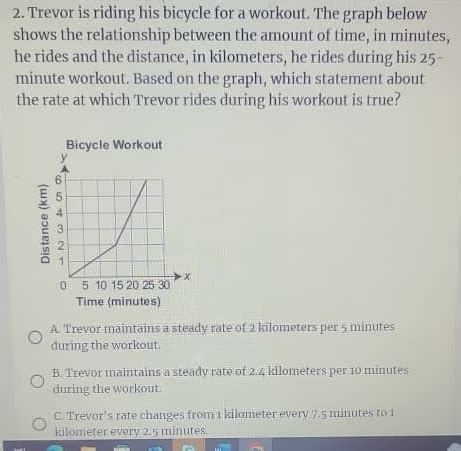 Solved Trevor Is Riding His Bicycle For A Workout The Graph Below Solved Trevor Is Riding His Bicycle For A Workout The Graph Below