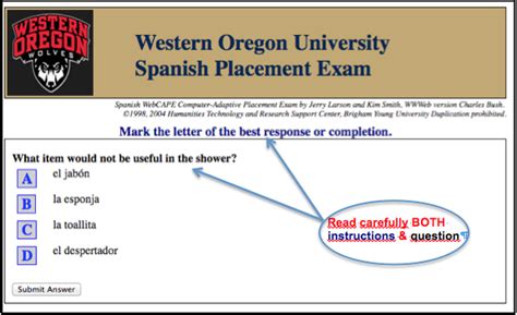 Spanish Placement Test The Spanish Placement Exam The Department Of Spanish Placement Test The Spanish Placement Exam The Department Of