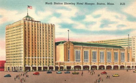 Vintage Postcard 1930 S North Station Showing Hotel Manger Boston Vintage Postcard 1930 S North Station Showing Hotel Manger Boston