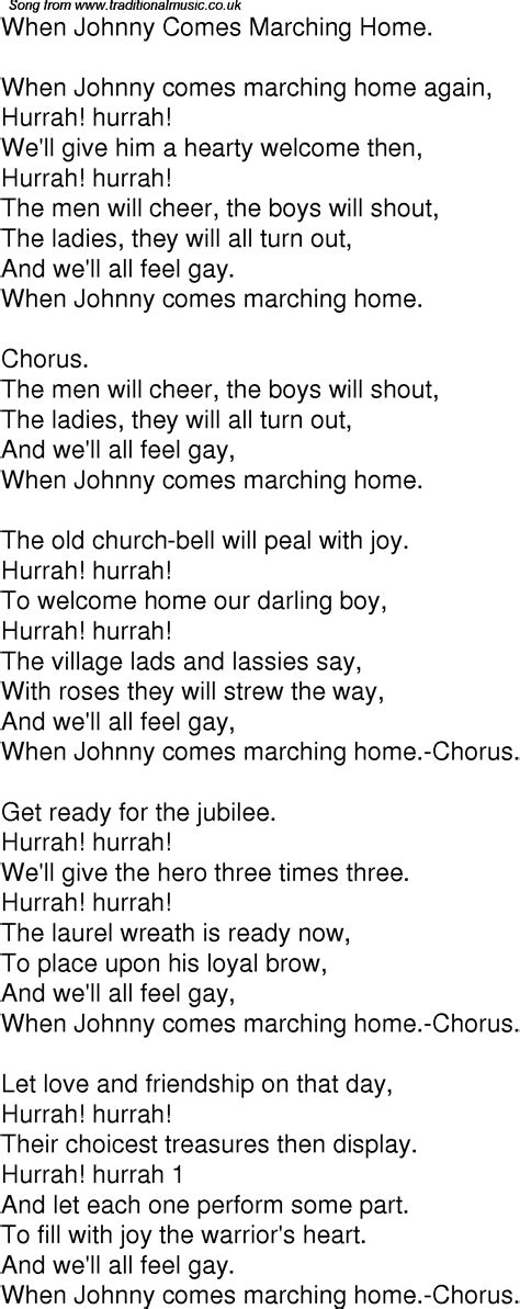 Johnny Comes Marching Home Lyrics
