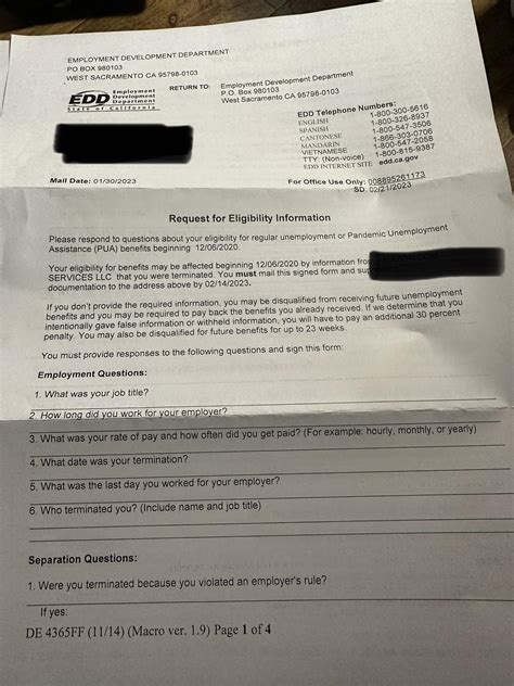 Why Is Edd Sending Me A Request For Eligibility Form I Terminated From Why Is Edd Sending Me A Request For Eligibility Form I Terminated From